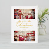 ゴールデンミニマリストのメリークリスマス植物誌 箔シーズンカード (立ち正面)