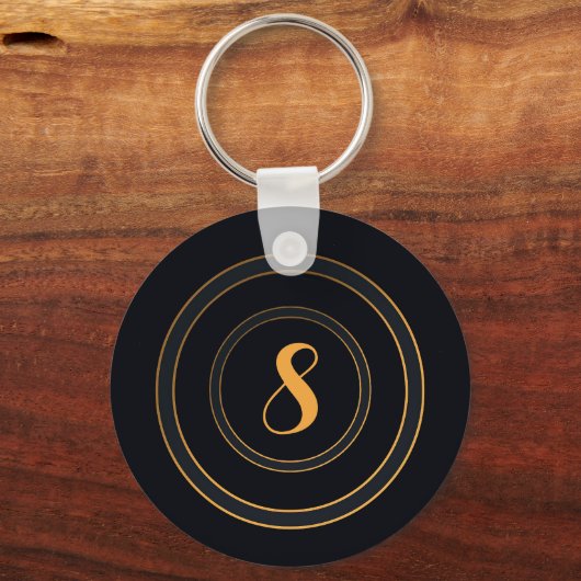 ゴールデンミニマルエレガントレタリングブラック キーホルダー (正面)