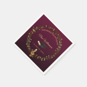 ゴールデンミュージックトレブルクレフ、 音符記号及びキャップ スタンダードカクテルナプキン (角)