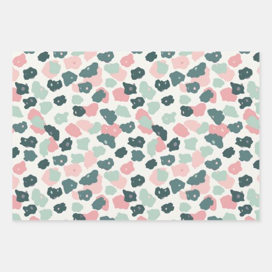 ゴールデンミントパステルヒョウの斑点 ラッピングペーパーシート (正面)