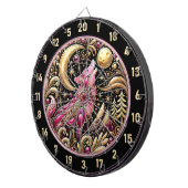 ゴールデンムーンの下でピンクのオオカミが吠える ダーツボード (正面右)