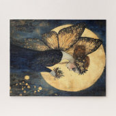 ゴールデンムーンの下に花を咲かせる魔法の夜の妖精 ジグソーパズル (横)