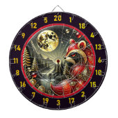 ゴールデンムーンハイライトはっきりしたレッドラクーン ダーツボード (正面)