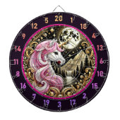 ゴールデンムーンハイライト威厳のあるピンクユニコーン ダーツボード (正面)