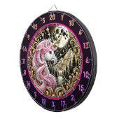 ゴールデンムーンハイライト威厳のあるピンクユニコーン ダーツボード (正面右)