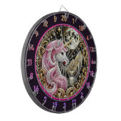 ゴールデンムーンハイライト威厳のあるピンクユニコーン ダーツボード (正面左)