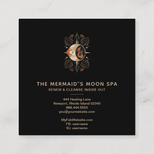 *~*ゴールデンムーンマーメイド&セリックジオメトリスパ スクエア名刺 (裏面)