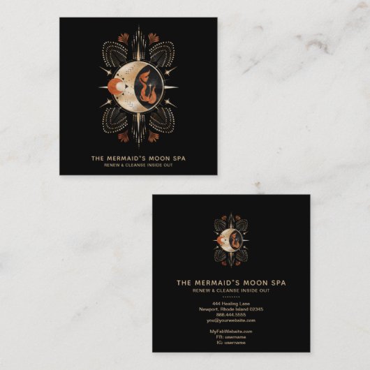 *~*ゴールデンムーンマーメイド&セリックジオメトリスパ スクエア名刺 (正面/裏面)