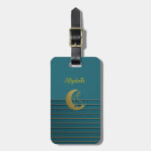 ゴールデンムーン&バニーオンティール（緑がかった色）ラゲージタグ ラゲッジタグ (正面縦)