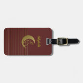 ゴールデンムーン&ラビットオン深いレッドラゲージタグ ラゲッジタグ (正面横)