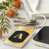 ゴールデンメタリックブラックカスタムモノグラム キーホルダー (正面右)