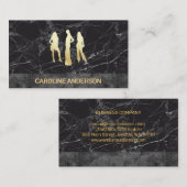 ゴールデンメタリックモデル |黒い大理石のカラーブロック 名刺 (正面/裏面)