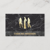 ゴールデンメタリックモデル |黒い大理石のカラーブロック 名刺 (正面)