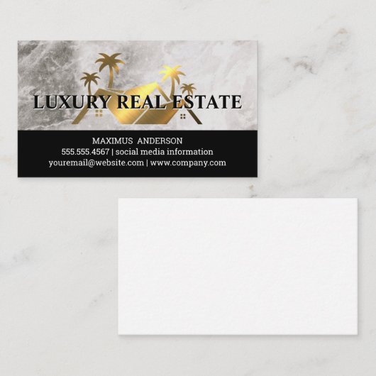 ゴールデンメタリック実在エステートロゴ |大理石 名刺 (正面/裏面)