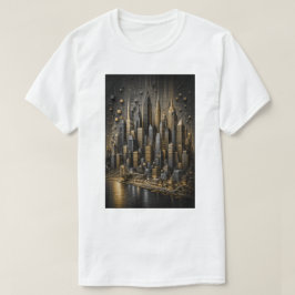 ゴールデンメトロポリス | 3D マイクロモザイクのスカイライン Tシャツ