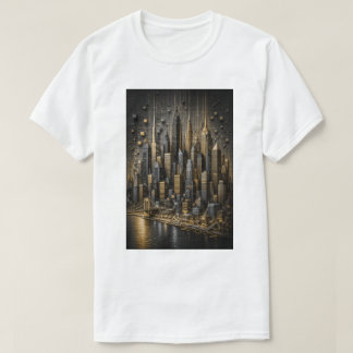 ゴールデンメトロポリス | 3D マイクロモザイクのスカイライン Tシャツ