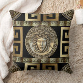 ゴールデンメドゥーサギリシャ鍵・オブ・ライフ クッション (ブランケット)