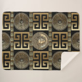 ゴールデンメドゥーサギリシャ鍵 シェルパブランケット (正面(横))