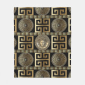 ゴールデンメドゥーサギリシャ鍵 フリースブランケット (正面)