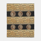 ゴールデンメドゥーサメーンダーギリシャ語鍵デザイナー フリースブランケット (正面)