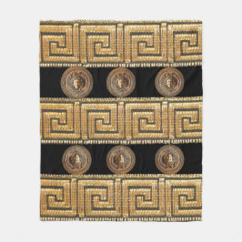 ゴールデンメドゥーサメーンダーギリシャ語鍵デザイナー フリースブランケット