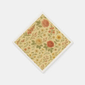 ゴールデンメドウワイルドフラワー – シームレスヴィンテージ スタンダードカクテルナプキン (角)