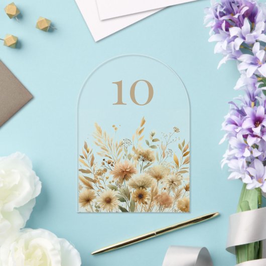 ゴールデンメドウ結婚ワイルドフラワー アクリル招待状 (インサイチュ (ウェディング))