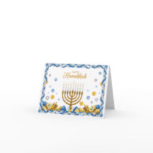 ゴールデンメノーラーとdreidel — ハヌカの幸せカード