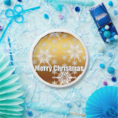 ゴールデンメリークリスマススノーフレーク – 紙プレート ペーパープレート (パーティー)