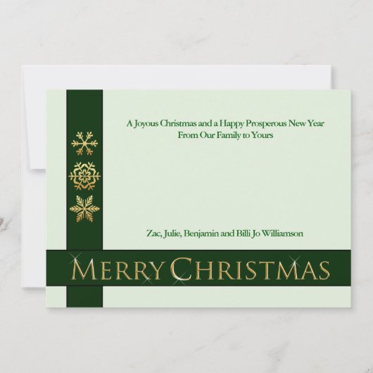 ゴールデンメリークリスマスファミリーの写真 シーズンカード (裏面)