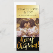 ゴールデンメリークリスマスファミリーフォトカード シーズンカード (正面/裏面)