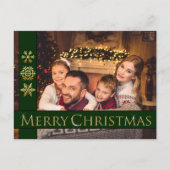 ゴールデンメリークリスマスファミリーフォトホリデー ポストカード (正面)