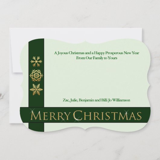 ゴールデンメリークリスマスファンシーカットファミリー写真 シーズンカード (裏面)