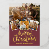 ゴールデンメリークリスマスフォトエレガントコラージフォイル 箔シーズンカード (正面)