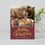 ゴールデンメリークリスマスフォトエレガントコラージフォイル 箔シーズンカード (立ち正面)