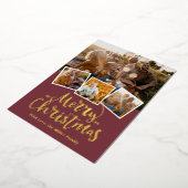 ゴールデンメリークリスマスフォトエレガントコラージフォイル 箔シーズンカード (回転した状態)