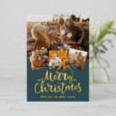 ゴールデンメリークリスマスフォトエレガントコラージュ 箔シーズンカード (立ち正面)