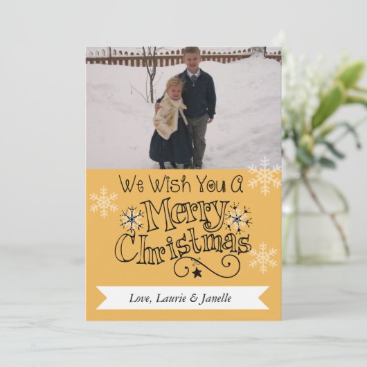 ゴールデンメリークリスマスフォトホリデーカード シーズンカード (スタンド正面)