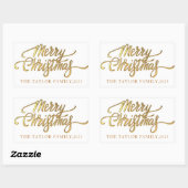 ゴールデンメリークリスマスホリデーギフトブラック 長方形シール (シート)