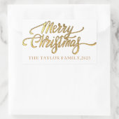 ゴールデンメリークリスマスホリデーギフトブラック 長方形シール (バッグ)