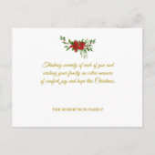 ゴールデンメリークリスマス引用文とポインセティアス ポストカード (裏面)