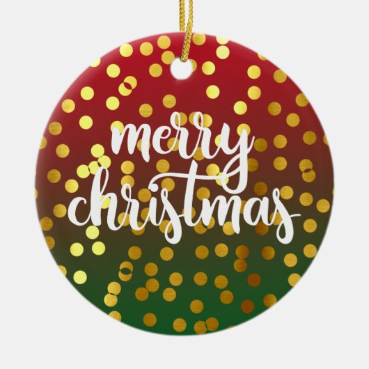 ゴールデンメリークリスマス水玉模様セラミックオーナメント セラミックオーナメント (正面)