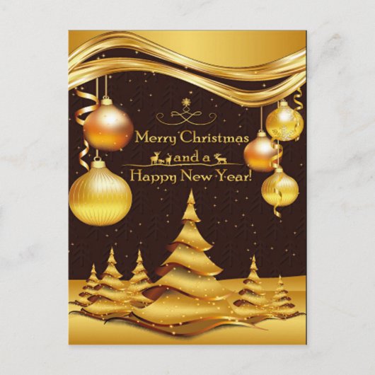 ゴールデンメリークリスマス&ハッピーニューイヤー シーズンポストカード (正面)