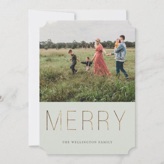 ゴールデンメリーモダンフォトホリデーカード | セージ シーズンカード (正面)