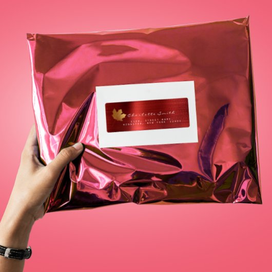 ゴールデンメープルリーフルビーレッドスチールRSVPラベル ラベル