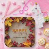 ゴールデンメープル離れズとレッドベリー感謝祭 ペーパープレート (パーティー)