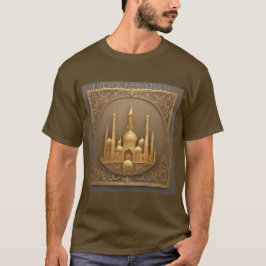 ゴールデンモスクEid Al Fitr Mubarak Tシャツ男性へ Tシャツ