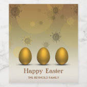 ゴールデンモダンイースターエッグ抽象芸術花 ワインラベル (シングルラベル)