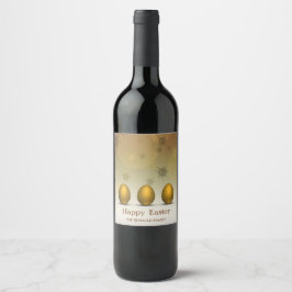 ゴールデンモダンイースターエッグ抽象芸術花 ワインラベル