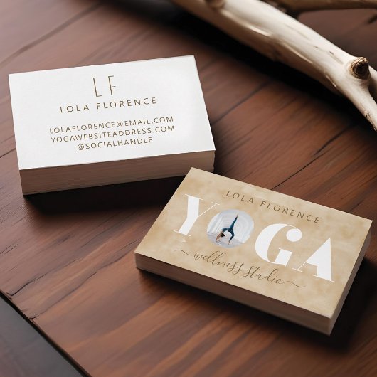 ゴールデンモダンウォーターカラーYOGAオーバーレイカスタム写真 名刺